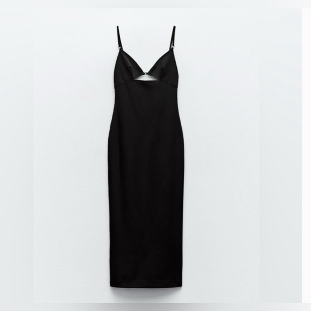 NWT Zara Cut Out Black Stretchy Dress, Size Medium